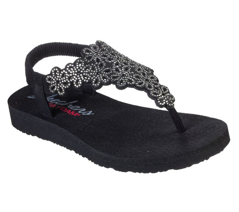 Skechers Meditation - Floral Lover - Womens Sandals Black/Silver [AU-CF8719]